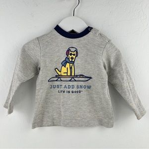 Life Is Good Just Add Snow Gray Longsleeve Short Sz 12M